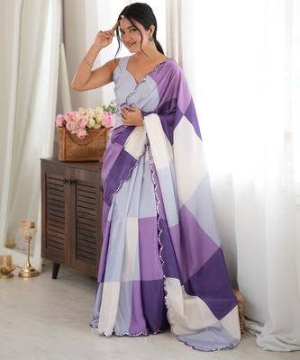 purple color tissue fabric digital printed fancy mirror work saree 4