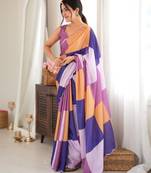 multicolor tissue fabric digital printed fancy mirror work saree