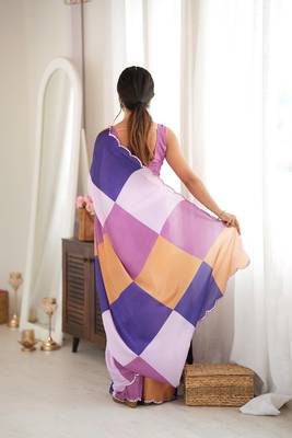 multicolor tissue fabric digital printed fancy mirror work saree 2
