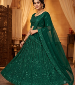 sea green embroidered sea green facy work lehenga choili 