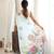 sea green color tissue fabric digital printed fancy mirror work saree