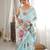 sea green color tissue fabric digital printed fancy mirror work saree
