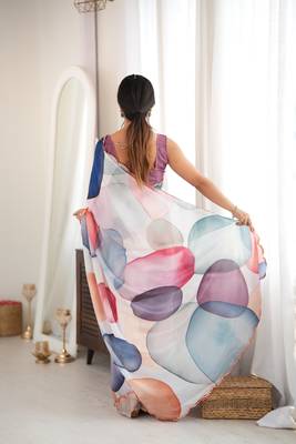 multicolor tissue fabric digital printed fancy mirror work saree 2