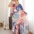 multicolor tissue fabric digital printed fancy mirror work saree