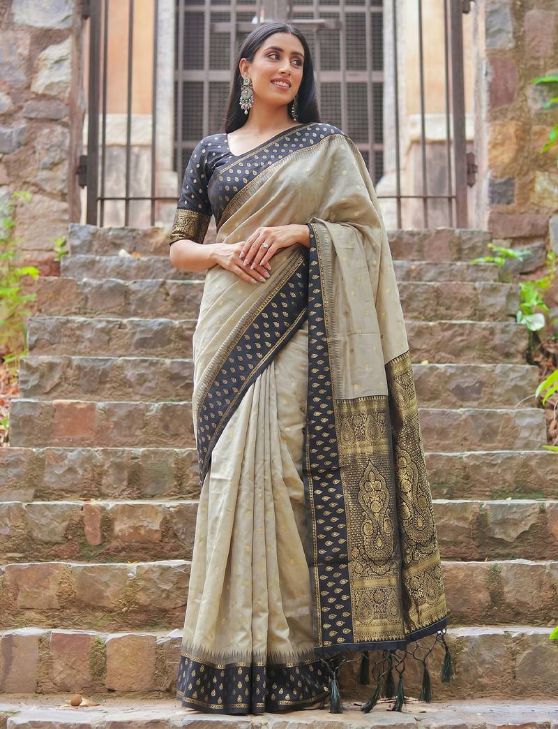 chiku color smart festive special cotton blend traditional saree