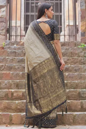 chiku color smart festive special cotton blend traditional saree