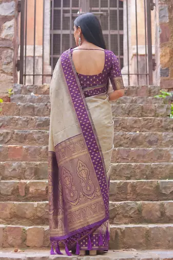 chiku color smart festive special cotton blend traditional saree