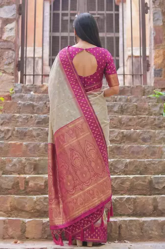 chiku color smart festive special cotton blend traditional saree