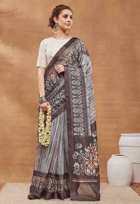multi color silk blend designer printed ready to wear ceremonial saree 1