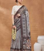 multi color silk blend designer printed ready to wear ceremonial saree