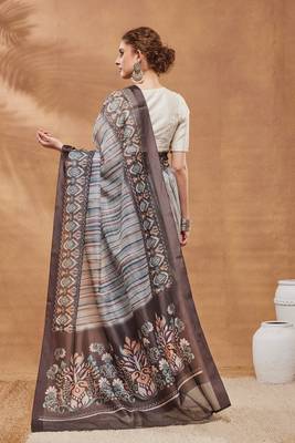 multi color silk blend designer printed ready to wear ceremonial saree 2