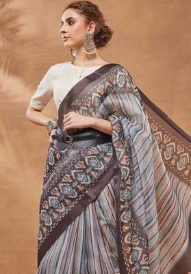 multi color silk blend designer printed ready to wear ceremonial saree 3