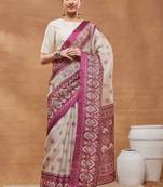 Dpink color silk blend designer printed ready to wear ceremonial saree