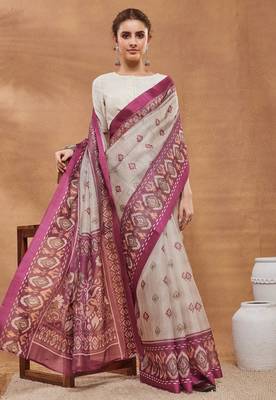 Dpink color silk blend designer printed ready to wear ceremonial saree 4