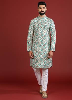 Blue color beautiful kurta payjama for handsome men's looks 5