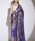 purple color silk blend designer printed ready to wear ceremonial saree