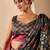 olive color silk blend designer printed ready to wear ceremonial saree