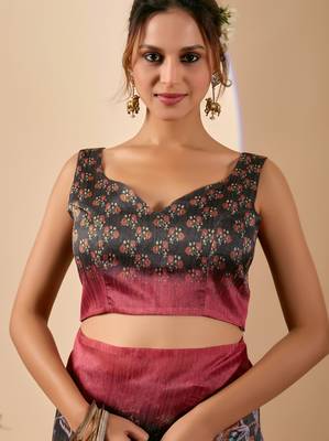 olive color silk blend designer printed ready to wear ceremonial saree 5