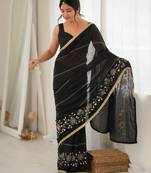 black color star georgette fabric smart work designer graceful saree