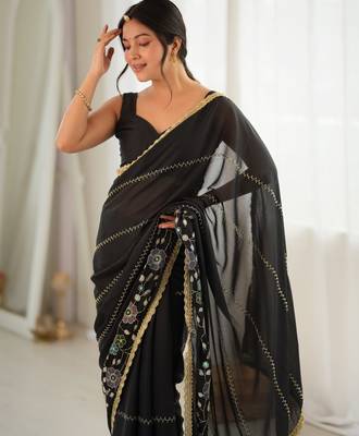 black color star georgette fabric smart work designer graceful saree 3