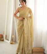 beige color star georgette fabric smart work designer graceful saree