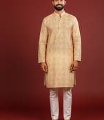 Gold color beautiful kurta payjama for handsome men's looks
