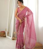 Onion color star georgette fabric smart work designer graceful saree