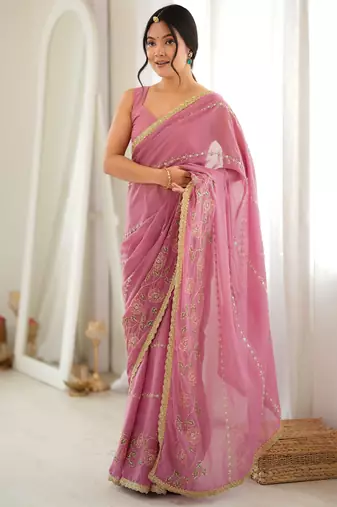 onion color star georgette fabric smart work designer graceful saree