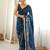 Petrol color star georgette fabric smart work designer graceful saree