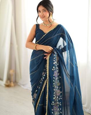 Petrol color star georgette fabric smart work designer graceful saree 3