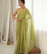 Pista color star georgette fabric smart work designer graceful saree