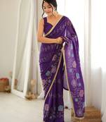 Purple color star georgette fabric smart work designer graceful saree