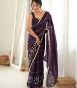 Wine color star georgette fabric smart work designer graceful saree