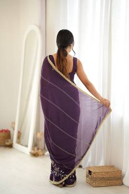 Wine color star georgette fabric smart work designer graceful saree 2