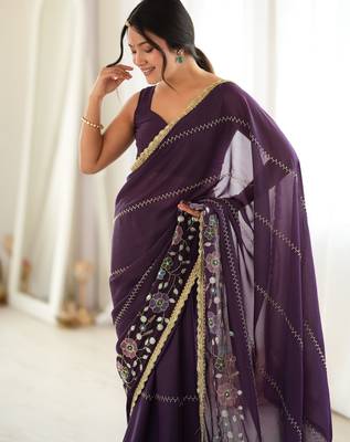 Wine color star georgette fabric smart work designer graceful saree 3