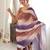 Brown color chinon fabric smart printed saree with beautiful border work