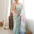 Sea green color chinon fabric smart printed saree with beautiful border work