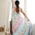 Sea green color chinon fabric smart printed saree with beautiful border work