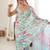 Sea green color chinon fabric smart printed saree with beautiful border work