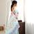 Sea green color chinon fabric smart printed saree with beautiful border work