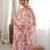 Peach color chinon fabric smart printed saree with beautiful border work