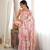Peach color chinon fabric smart printed saree with beautiful border work