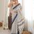 blue color tissue fabric smart printed saree with beautiful border work