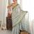 Green color chinon fabric smart printed saree with beautiful border work