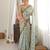 Green color chinon fabric smart printed saree with beautiful border work