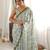 Green color chinon fabric smart printed saree with beautiful border work