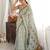 Green color chinon fabric smart printed saree with beautiful border work