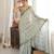 Green color chinon fabric smart printed saree with beautiful border work