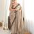 Beige color chinon fabric smart printed saree with beautiful border work