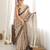 Beige color chinon fabric smart printed saree with beautiful border work
